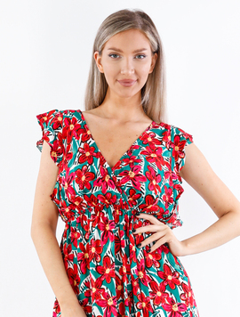 Rochie Dama Yhnola Three Rosu si Verde