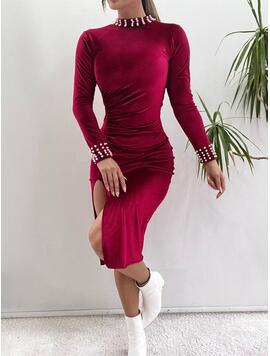 Rochie Dama Catifea VelvetBigCut Grena