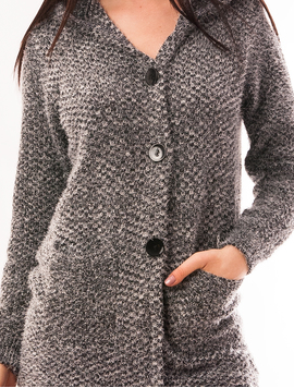 Cardigan Dama Cu Buzunare Si Gluga Autumn Gri Inchis