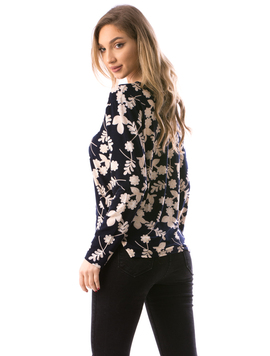 Bluza Dama ClassicFlower Bleumarin si Bej