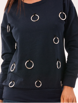 Bluza Dama Cu Accesorii Metalice Circle Bleumarin