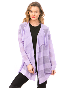 Cardigan Dama Cu Ajur LongSchoolCollection Lila