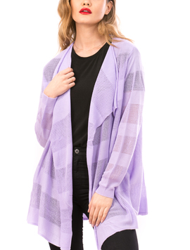 Cardigan Dama Cu Ajur LongSchoolCollection Lila