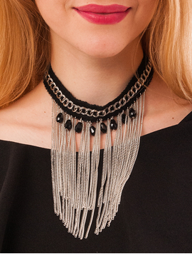 Choker Cu Lant Si Pietricele Mari Daily Negre