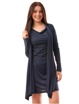 Rochie Dreapta Cu Cardigan Blindness Bleumarin