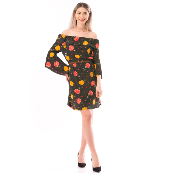 Rochie Dama DandyGirl Negru Portocaliu Roz Si Galben